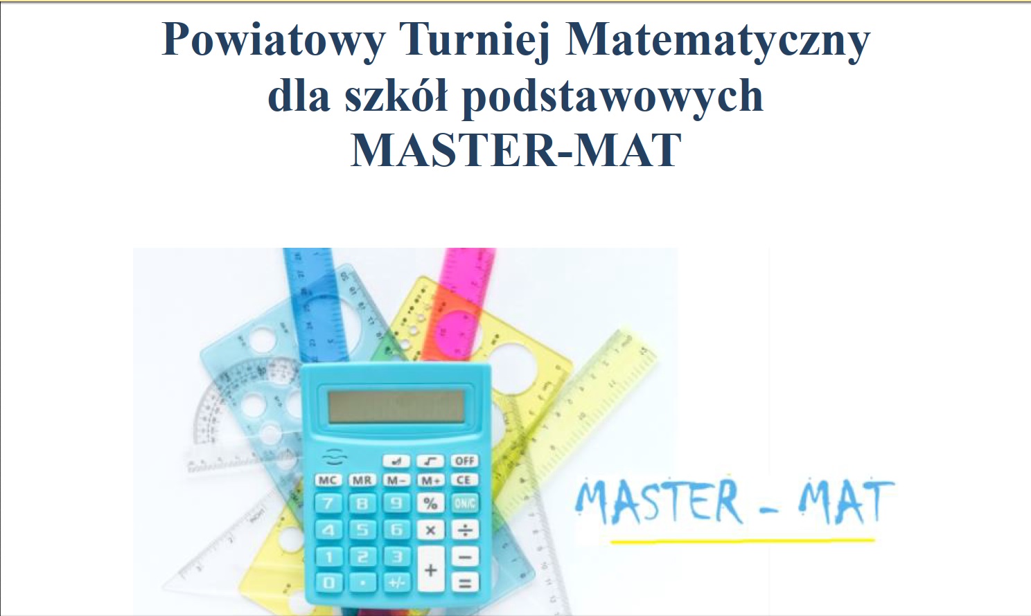 WYNIKI POWIATOWEGO TURNIEJU MATEMATYCZNEGO DLA SZKÓŁ PODSTAWOWYCH MASTER-MAT 2026